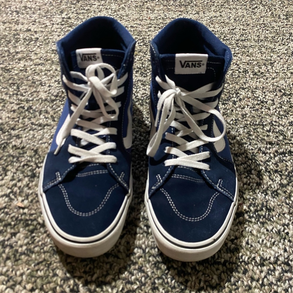 Vans Navy High-Top Sneakers with White Laces